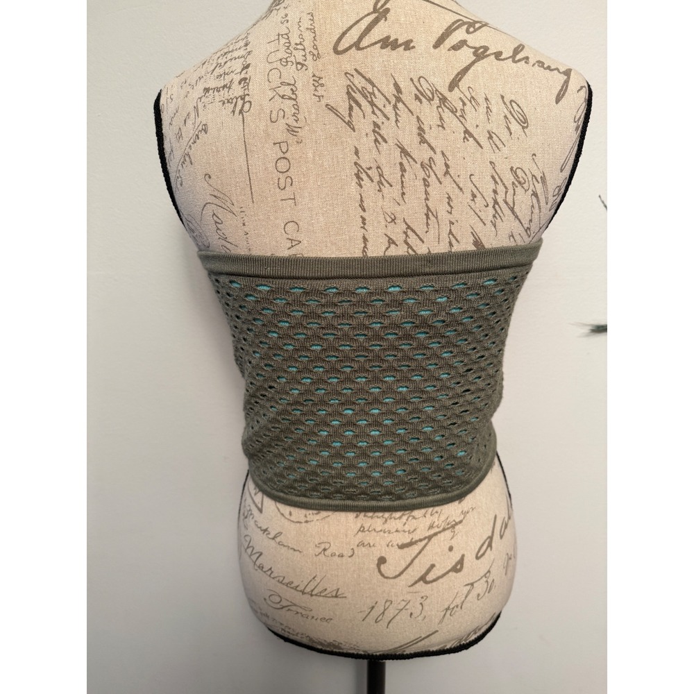 Aerie Olive Green Knit Crochet Strapless Tube Top Summer‎ Festival Large L